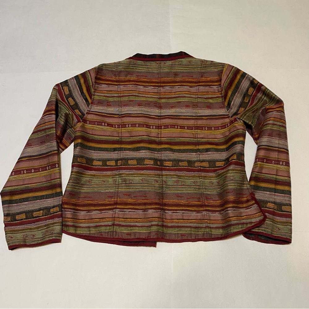 Vintage Anni By Natural Multi Colored Open Front Jacket - Picture 7 of 8